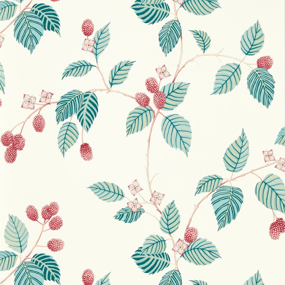 Rubus Wallpaper 217227 by Sanderson in Raspberry Red